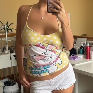 Yellow & White Polkadot Cami Y2K